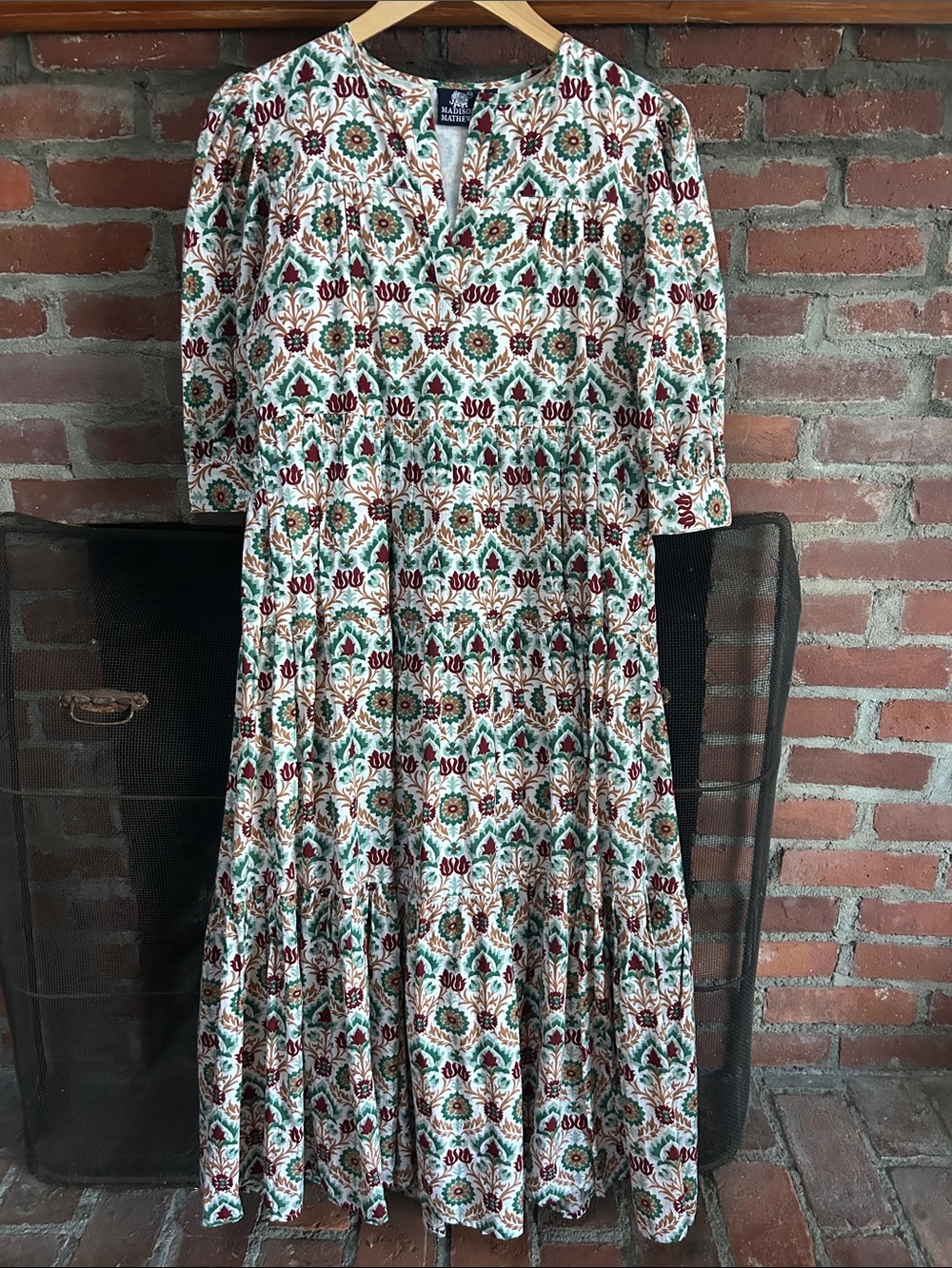 Boho Floral Maxi Dress in Teal & Burgundy by Lucky Brand